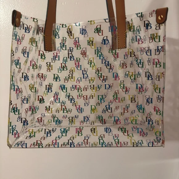 Dooney & Bourke Colorful Logo Tote with Tan Straps - Picture 2 of 10